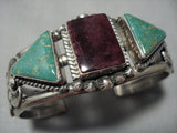 Important Vintage Native American Jewelry Navajo Ivan Kee Turquoise Sterling Silver Bracelet Old-Nativo Arts