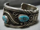 Important Vintage Native American Jewelry Navajo Jacksn Family Heishi Turquoise Sterling Silver Bracelet-Nativo Arts
