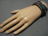 Important Vintage Native American Jewelry Navajo Jacksn Family Heishi Turquoise Sterling Silver Bracelet-Nativo Arts