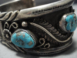 Important Vintage Native American Jewelry Navajo Jacksn Family Heishi Turquoise Sterling Silver Bracelet-Nativo Arts
