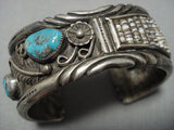 Important Vintage Native American Jewelry Navajo Jacksn Family Heishi Turquoise Sterling Silver Bracelet-Nativo Arts