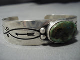 Important Vintage Native American Jewelry Navajo Jeanette Dale Green Turquoise Sterling Silver Bracelet-Nativo Arts