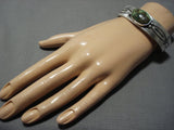 Important Vintage Native American Jewelry Navajo Jeanette Dale Green Turquoise Sterling Silver Bracelet-Nativo Arts