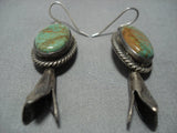 Important Vintage Native American Jewelry Navajo Jerome Begay Royston Turquoise Sterling Silver Earrings-Nativo Arts