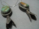 Important Vintage Native American Jewelry Navajo Jerome Begay Royston Turquoise Sterling Silver Earrings-Nativo Arts