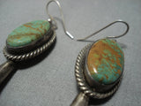 Important Vintage Native American Jewelry Navajo Jerome Begay Royston Turquoise Sterling Silver Earrings-Nativo Arts