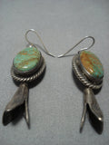 Important Vintage Native American Jewelry Navajo Jerome Begay Royston Turquoise Sterling Silver Earrings-Nativo Arts