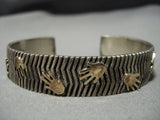 Important Vintage Native American Jewelry Navajo Kee Yazzie Sterling Silver 14k Gold Bracelet-Nativo Arts