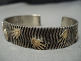 Important Vintage Native American Jewelry Navajo Kee Yazzie Sterling Silver 14k Gold Bracelet-Nativo Arts