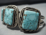 Important Vintage Native American Jewelry Navajo Lone Mountain Turquoise Sterling Silver Bracelet Old-Nativo Arts