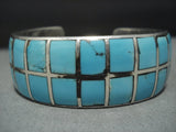 Important!! Vintage Native American Jewelry Navajo Mary Morgan Heavy Sterling Silver Turquoise Bracelet-Nativo Arts