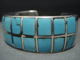 Important!! Vintage Native American Jewelry Navajo Mary Morgan Heavy Sterling Silver Turquoise Bracelet-Nativo Arts
