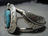 Important Vintage Native American Jewelry Navajo Natural Easter Blue Turquoise Sterling Silver Bracelet-Nativo Arts
