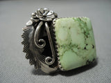 Important Vintage Native American Jewelry Navajo Orvil Jack Turquoise Sterling Silver Leaf Ring Old-Nativo Arts