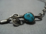 Important!! Vintage Native American Jewelry Navajo Orville Tsinnie Sterling Silver Turquoise Necklace-Nativo Arts