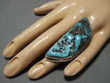 Important Vintage Native American Jewelry Navajo Rex Tso Persin Turquoise Huge Sterling Silver Ring Old-Nativo Arts