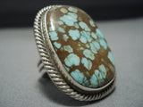 Important Vintage Native American Jewelry Navajo Ricky Martinez #8 Turquoise Sterling Silver Ring-Nativo Arts