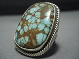 Important Vintage Native American Jewelry Navajo Ricky Martinez #8 Turquoise Sterling Silver Ring-Nativo Arts