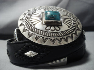 Important Vintage Native American Jewelry Navajo Squared Turquoise Sterling Silver Concho Belt Old-Nativo Arts