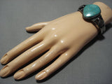Important Vintage Native American Jewelry Navajo Steve Arviso Turquoise Sterling Silver Bracelet Old-Nativo Arts