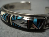 Important Vintage Native American Jewelry Navajo Tommy Jackson Turquoise Inlay Sterling Silver Bracelet-Nativo Arts