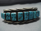 Important Vintage Native American Jewelry Navajo Turquoise Stepping Stone Sterling Silver Bracelet Old-Nativo Arts