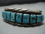 Important Vintage Native American Jewelry Navajo Turquoise Stepping Stone Sterling Silver Bracelet Old-Nativo Arts