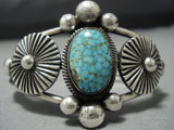Important Vintage Native American Jewelry Navajo Turquoise Sterling Silver Button Bracelet Old-Nativo Arts