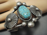 Important Vintage Native American Jewelry Navajo Turquoise Sterling Silver Button Bracelet Old-Nativo Arts