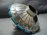 Important Vintage Native American Jewelry Navajo Turquoise Sterling Silver Candle Holder-Nativo Arts