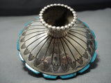 Important Vintage Native American Jewelry Navajo Turquoise Sterling Silver Candle Holder-Nativo Arts