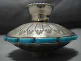 Important Vintage Native American Jewelry Navajo Turquoise Sterling Silver Candle Holder-Nativo Arts