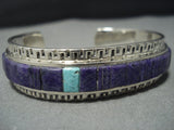 Important Vintage Native American Jewelry Navajo Yazzie Sugulite Sterling Silver Turquoise Bracelet-Nativo Arts