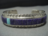 Important Vintage Native American Jewelry Navajo Yazzie Sugulite Sterling Silver Turquoise Bracelet-Nativo Arts