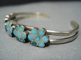 Important Vintage Native American Jewelry Zuni Dishta Turquoise Sterling Silver Flower Bracelet-Nativo Arts