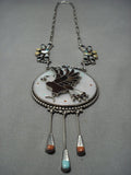 Important Vintage Native American Jewelry Zuni Don Dewa Turquoise Sterling Silver Eagle Necklace Old-Nativo Arts