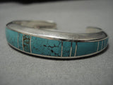 Important Vintage Native American Navajo Aaron Toadlena Turquoise Sterling Silver Inlay Bracelet-Nativo Arts