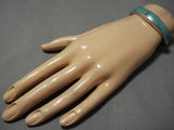 Important Vintage Native American Navajo Aaron Toadlena Turquoise Sterling Silver Inlay Bracelet-Nativo Arts