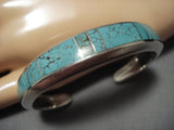 Important Vintage Native American Navajo Aaron Toadlena Turquoise Sterling Silver Inlay Bracelet-Nativo Arts