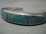 Important Vintage Native American Navajo Aaron Toadlena Turquoise Sterling Silver Inlay Bracelet-Nativo Arts