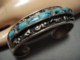 Important!! Vintage Native American Navajo Blue Wind Turquoise Sterling Silver Bracelet Old Cuff-Nativo Arts