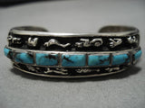 Important!! Vintage Native American Navajo Blue Wind Turquoise Sterling Silver Bracelet Old Cuff-Nativo Arts