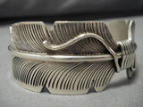 Important Vintage Native American Navajo Cardilia Casus Sterling Silver Feather Bracelet Old-Nativo Arts