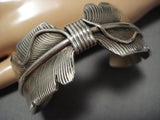 Important Vintage Native American Navajo Cardilia Casus Sterling Silver Feather Bracelet Old-Nativo Arts