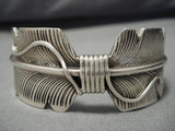Important Vintage Native American Navajo Cardilia Casus Sterling Silver Feather Bracelet Old-Nativo Arts
