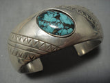 Important Vintage Native American Navajo Crow Springs Turquoise Sterling Silver Bracelet Old-Nativo Arts