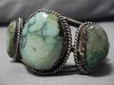 Important Vintage Native American Navajo Damale Turquoise Heavy Sterling Silver Bracelet Old-Nativo Arts
