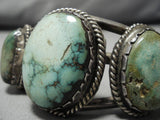 Important Vintage Native American Navajo Damale Turquoise Heavy Sterling Silver Bracelet Old-Nativo Arts