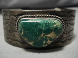 Important Vintage Native American Navajo Damale Turquoise Sterling Silver Bracedlet Old-Nativo Arts