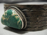 Important Vintage Native American Navajo Damale Turquoise Sterling Silver Bracedlet Old-Nativo Arts